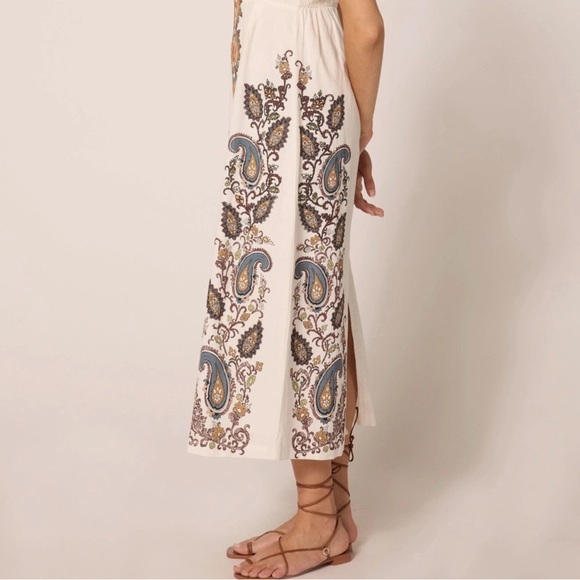 Cleobella Jolene Paisley Print Sleeveless Midi White Dress size L NWT - Picture 5 of 11